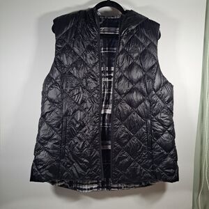Gerry Women's Reversible Hooded Down Vest  XXL Black Graph Plaid